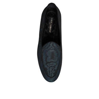 Dolce & Gabbana Blue Black Flats Men Loafers Dress Shoes