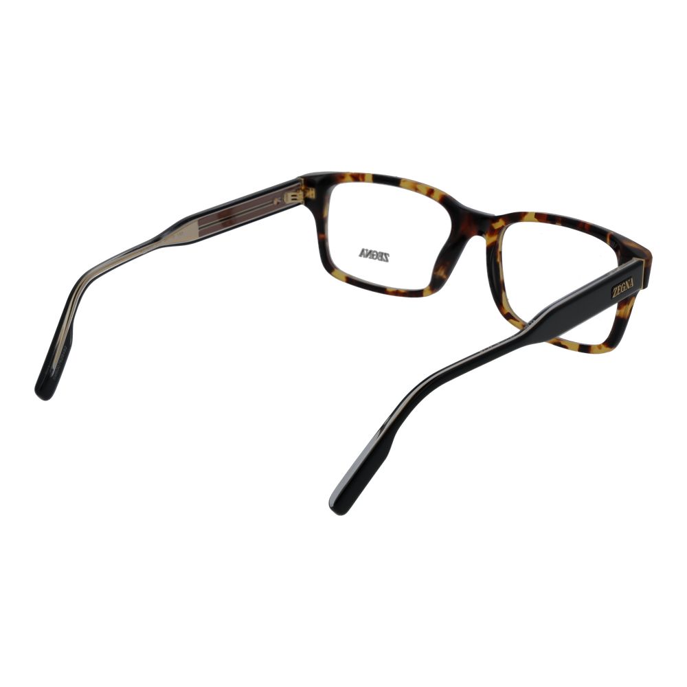 Ermenegildo Zegna Brown Men Glasses Frame, full-rim acetate design, rectangle shape, 54-18-145 size, includes branded case.