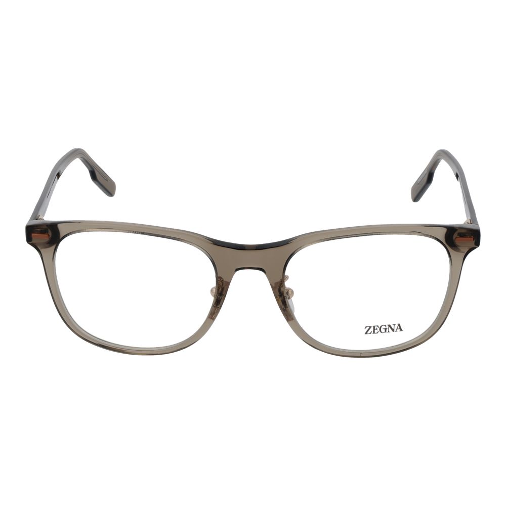 Ermenegildo Zegna Brown Men Glasses Frame in acetate with full-rim design and demo lenses, featuring brown color and 53mm lens width.