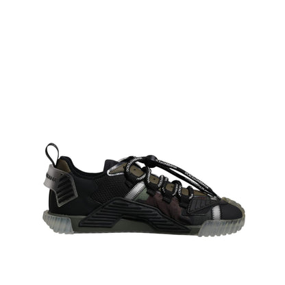 Dolce & Gabbana Black Green Camo NS1 Low Top Sneakers Shoes