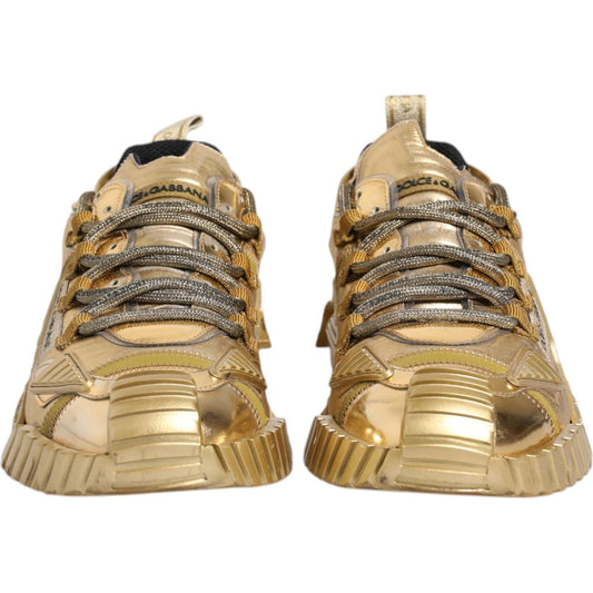 Dolce & Gabbana Gold Stretch Lace Up NS1 Sneakers Shoes MV6754-44