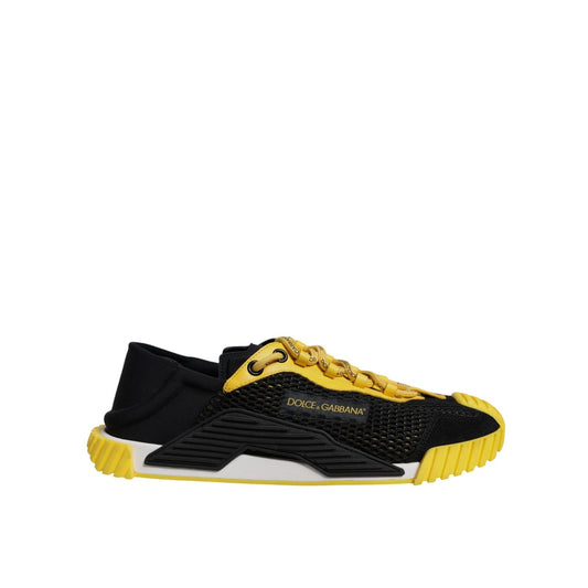 Dolce & Gabbana Black Yellow Low Top NS1 Sneakers Shoes