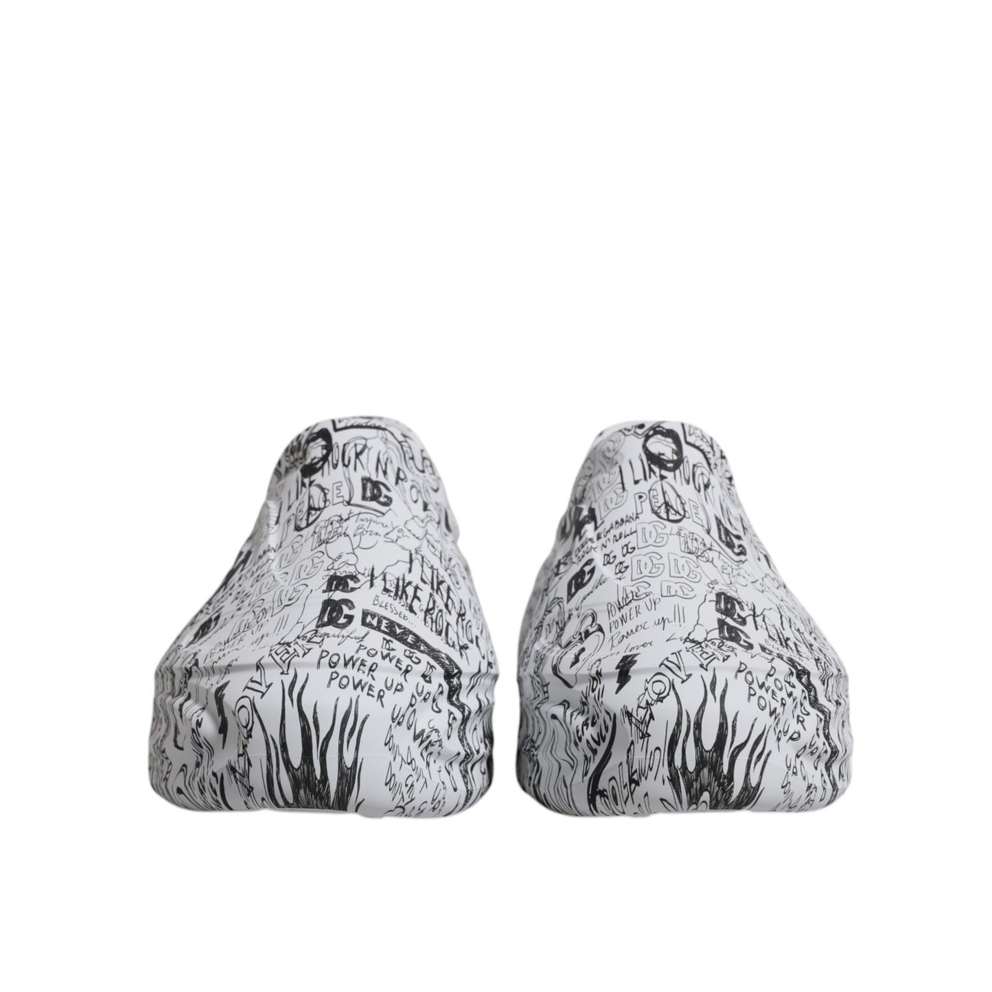 Dolce & Gabbana White Black Graffiti Daymaster Sneakers Shoes