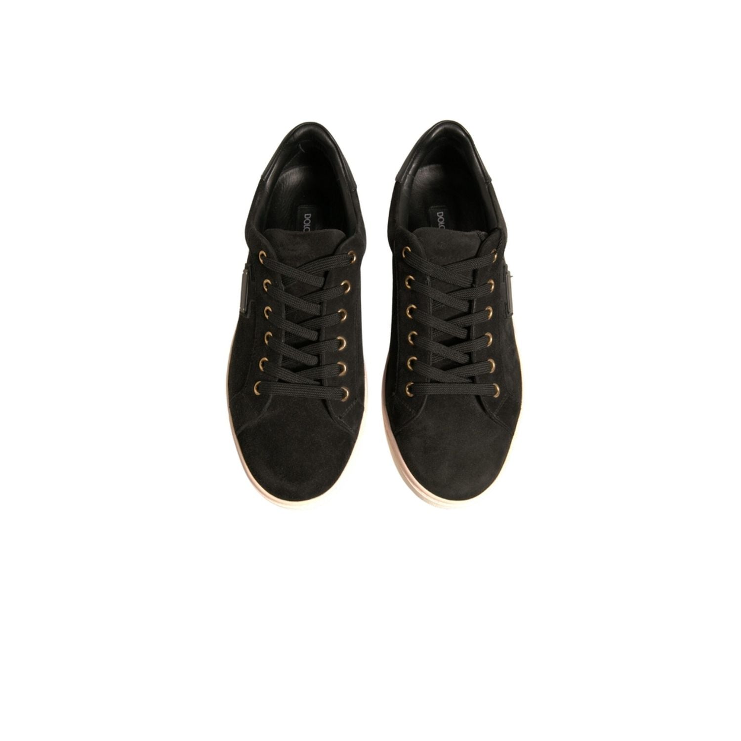 Dolce & Gabbana Black Logo Suede Leather Men Sneakers Shoes
