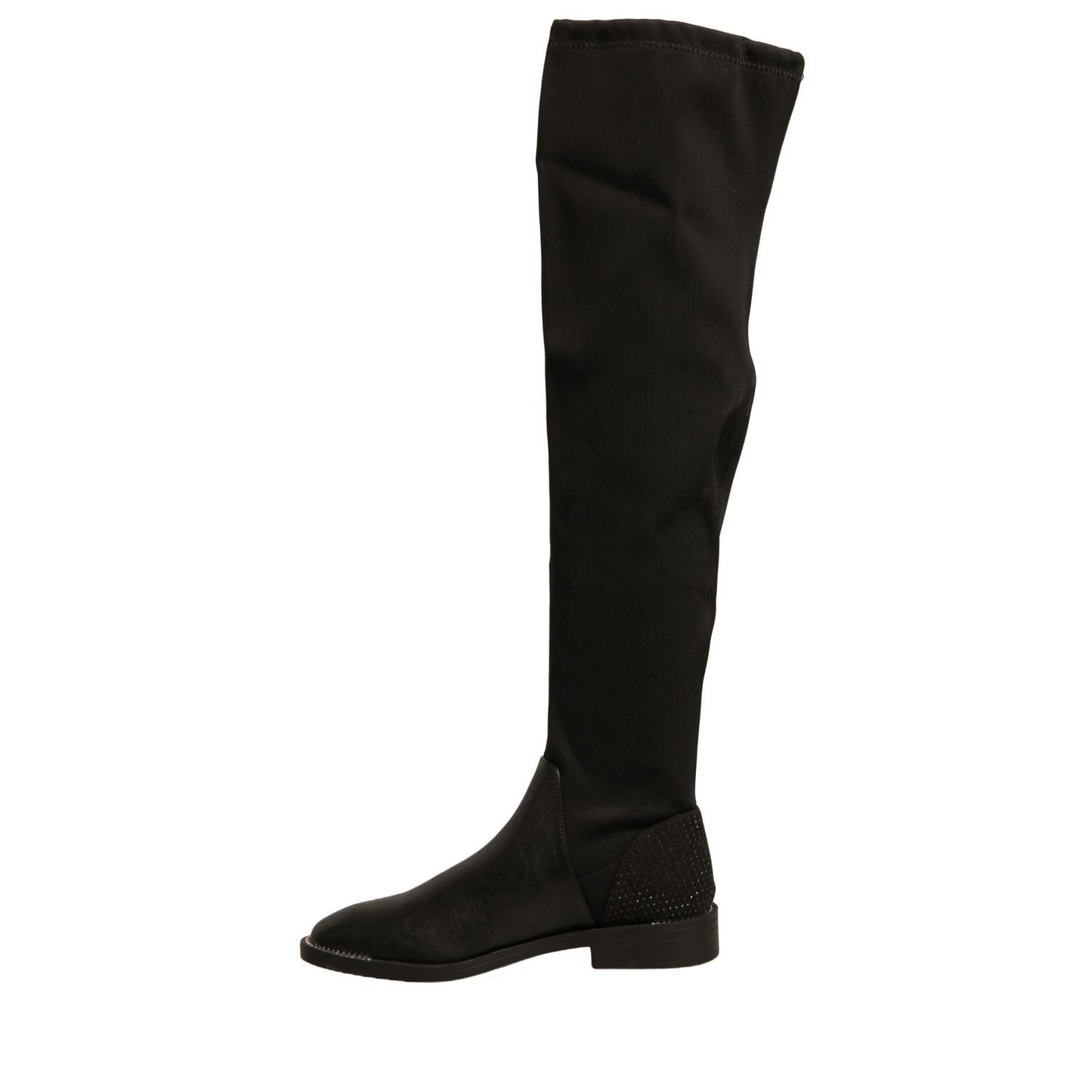MY TWIN Black Leather Suede Flats High Boots Shoes
