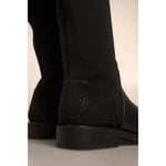 MY TWIN Black Leather Suede Flats High Boots Shoes
