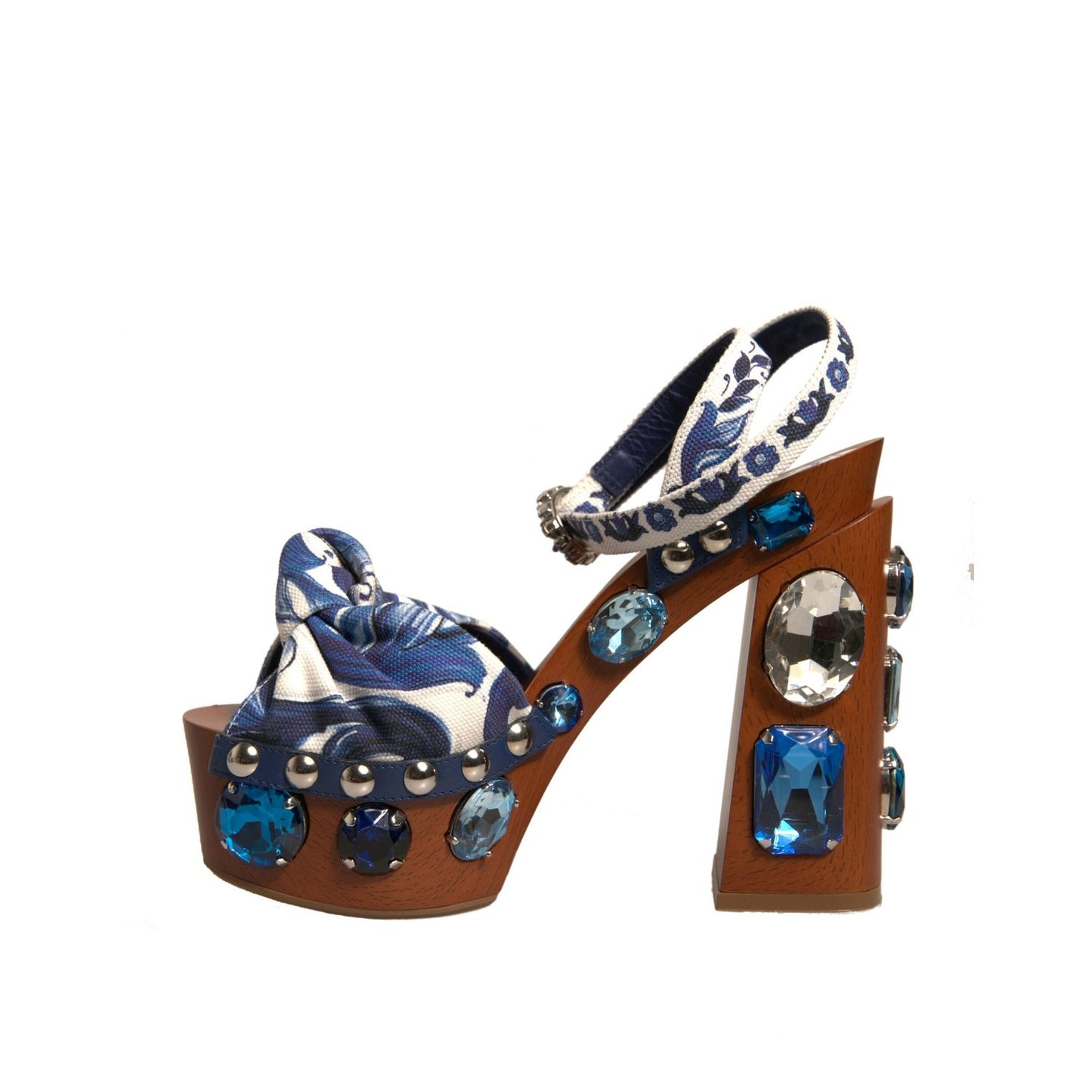 Dolce & Gabbana Multicolor Majolica Embellished Wedge Sandals Shoes