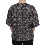 Dolce & Gabbana Enchanted Sicily Silk Blouse with Key Print Dolce & Gabbana Dark Slate Gray