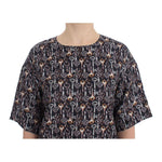 Dolce & Gabbana Enchanted Sicily Silk Blouse with Key Print Dolce & Gabbana Dark Slate Gray