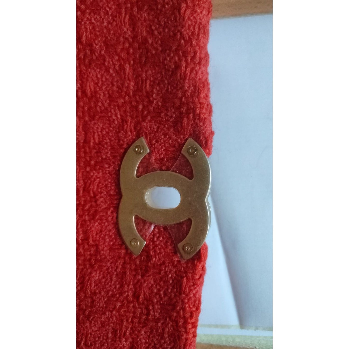 Chanel Red Tweed 2WAY Hand Chain Medium Shoulder Bag Purse