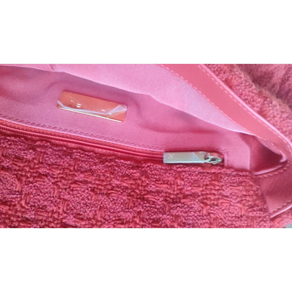 Chanel Red Tweed 2WAY Hand Chain Medium Shoulder Bag Purse