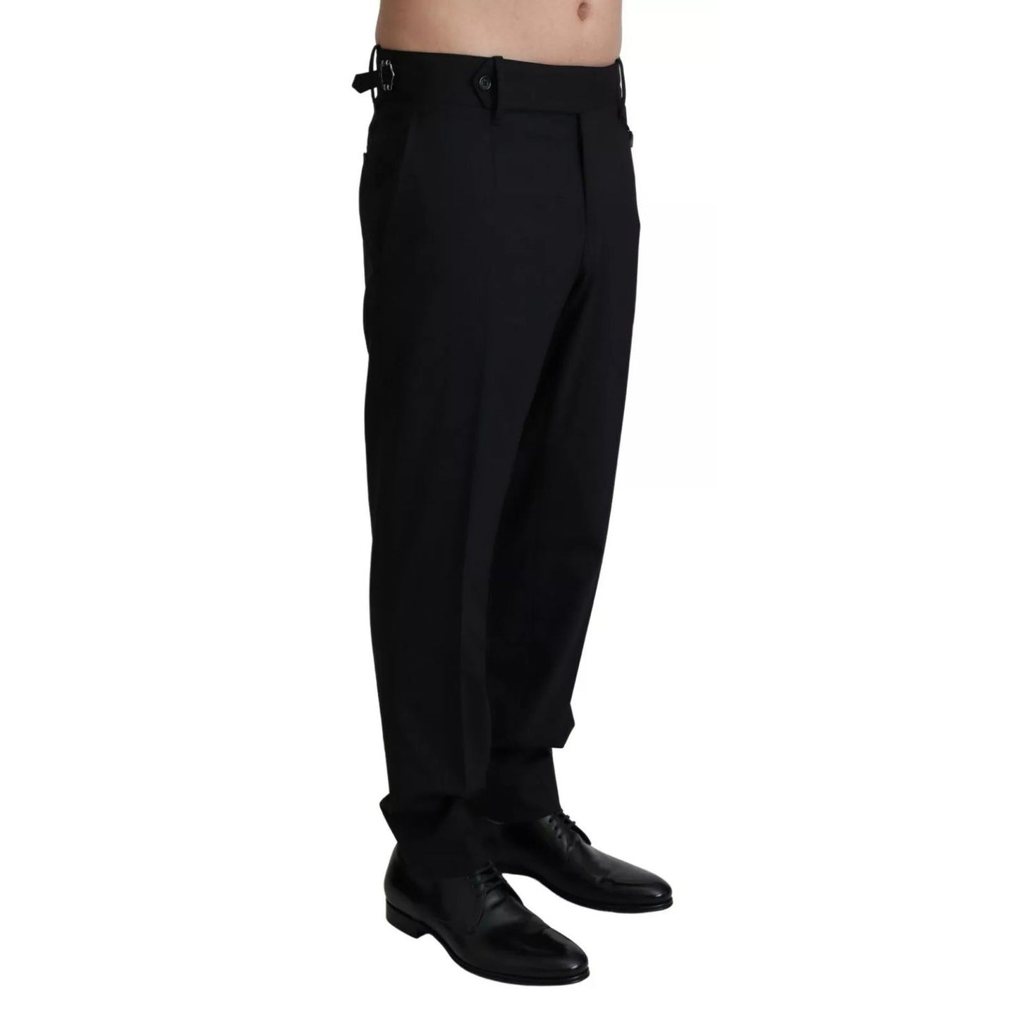 Dolce & Gabbana Black Wool Stretch Dress Trouser Pants