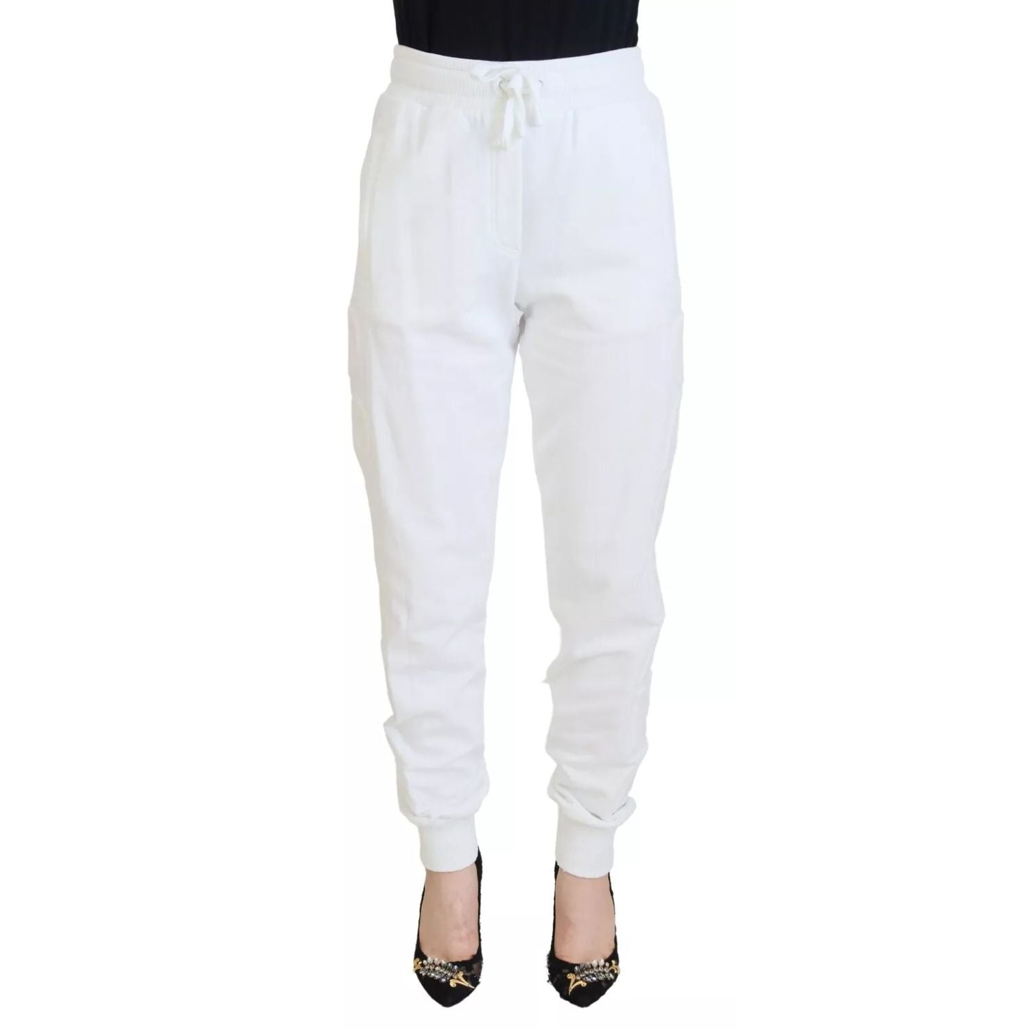 Dolce & Gabbana White Cotton Women Sweatpants Trouser Pants