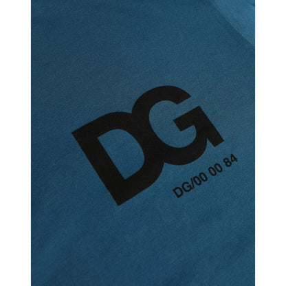 Dolce & Gabbana Blue Logo Cotton Round Neck Short Sleeves T-shirt