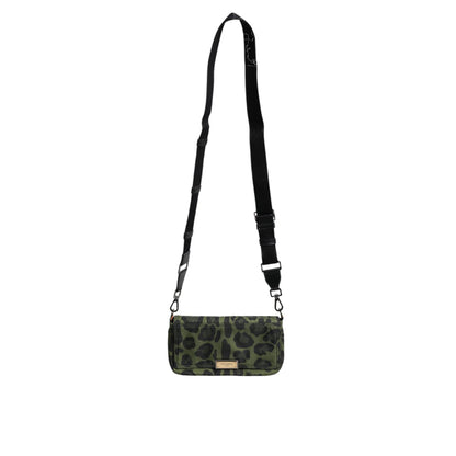 Dolce & Gabbana Green Nylon Leopard Print Shell Messenger Crossbody Bag