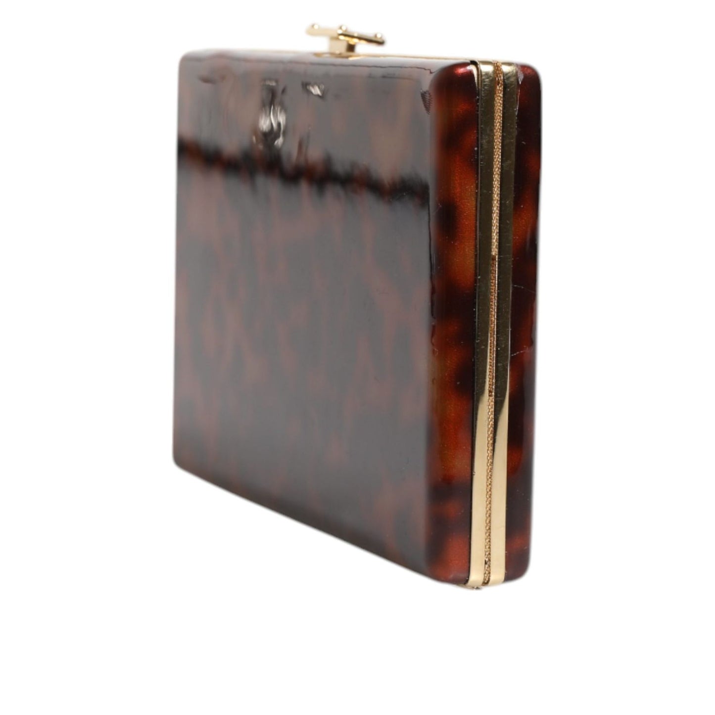 Dolce & Gabbana Brown Leather Clutch Evening Crossbody Bag