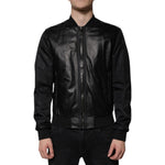 Dolce & Gabbana Black Lambskin Full Zip Biker Blouson Jacket JKT4137-48