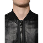 Dolce & Gabbana Black Lambskin Full Zip Biker Blouson Jacket JKT4137-48