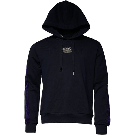 Dolce & Gabbana Blue Crown Cotton Hooded Sweatshirt Sweater TSH878557-52