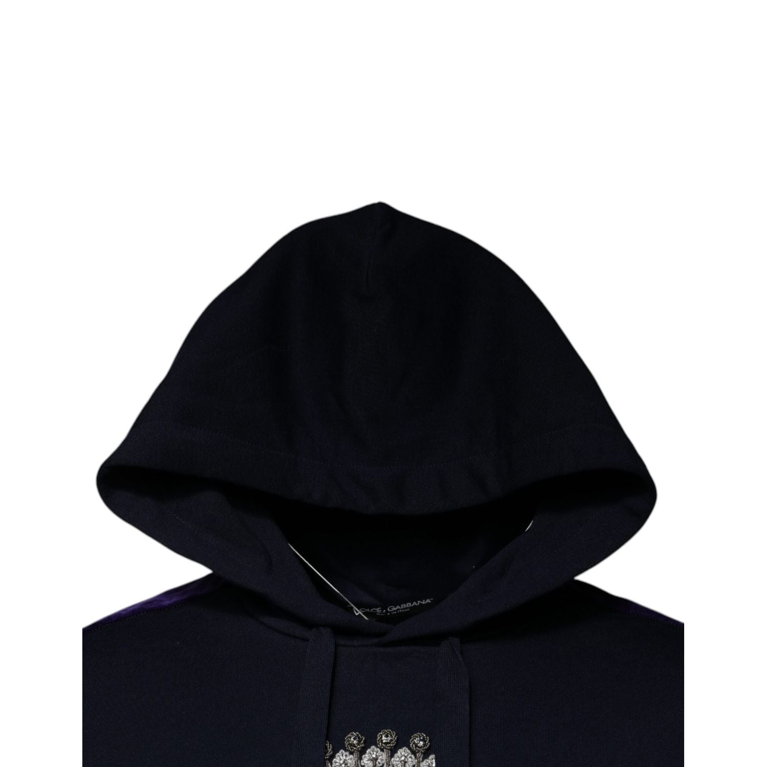Dolce & Gabbana Blue Crown Cotton Hooded Sweatshirt Sweater