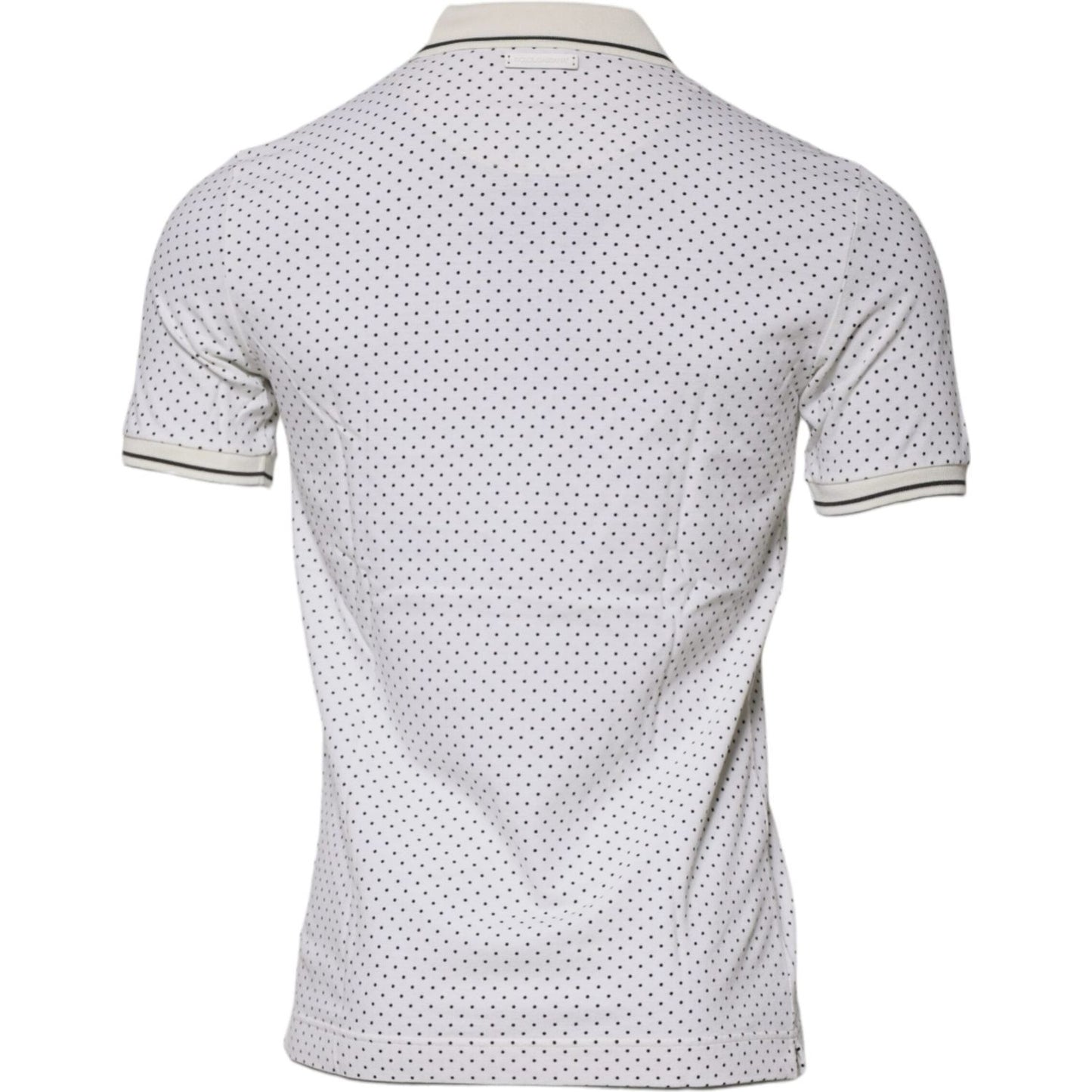 Dolce & Gabbana White Polka Dot Cotton Collared Polo T-shirt