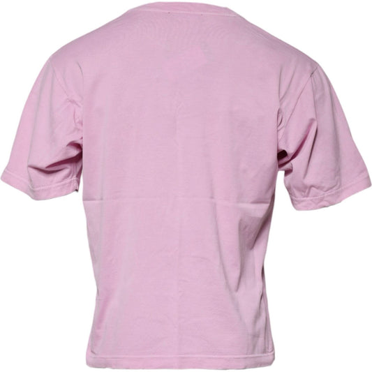 Dolce & Gabbana Pink Logo Print Cotton Crew Neck T-shirt TSH878589-46