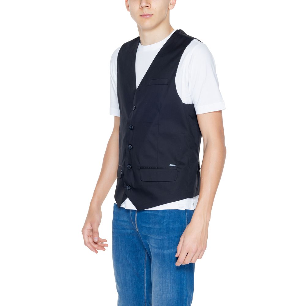 Gianni Lupo Black Cotton Waistcoat