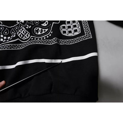 Dolce & Gabbana Black Bandana Hooded Men Sweatshirt Sweater