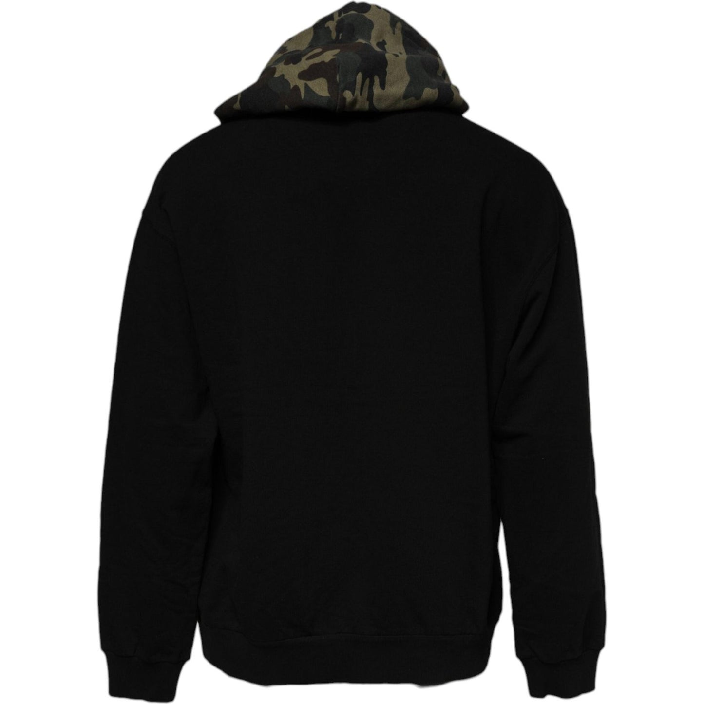 Dolce & Gabbana Black Camouflage Hooded Sweatshirt Sweater