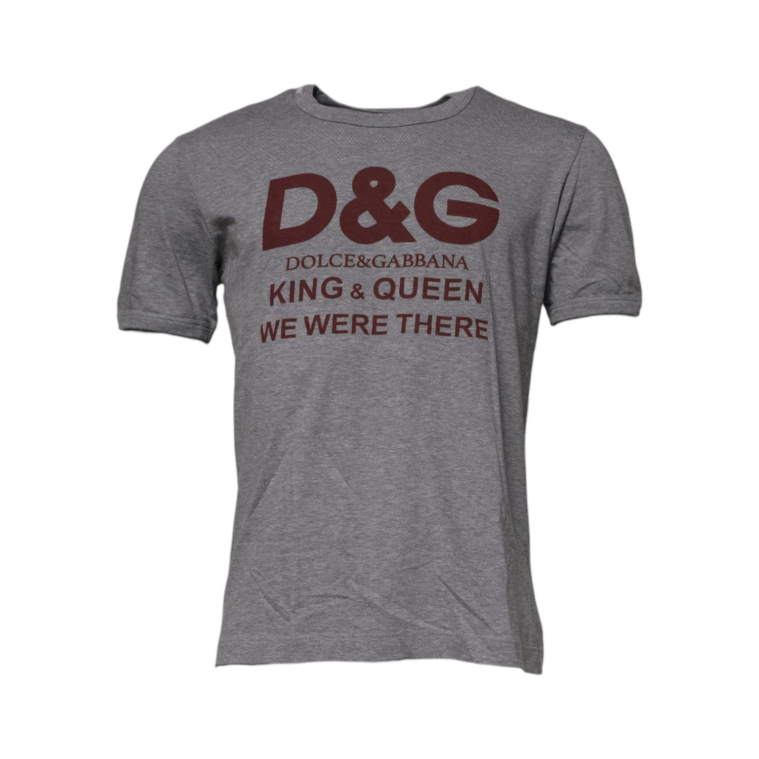 Dolce & Gabbana Gray Logo Print Cotton Crew Neck Men T-shirt