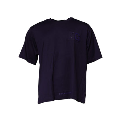 Dolce & Gabbana Navy Blue DG Logo Cotton Crew Neck T-shirt