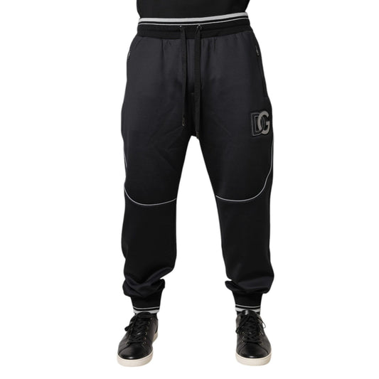 Dolce & Gabbana Black Polyester Logo Jogger Pants