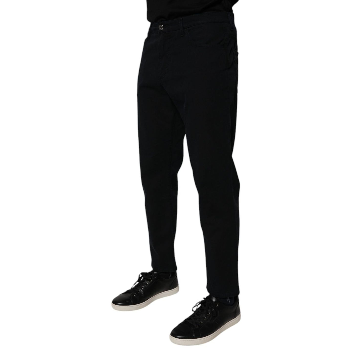 Dolce & Gabbana Dark Blue Cotton Stretch Loose Men Denim Jeans