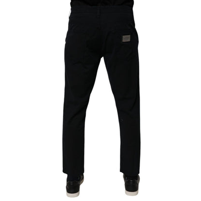 Dolce & Gabbana Dark Blue Cotton Stretch Loose Men Denim Jeans