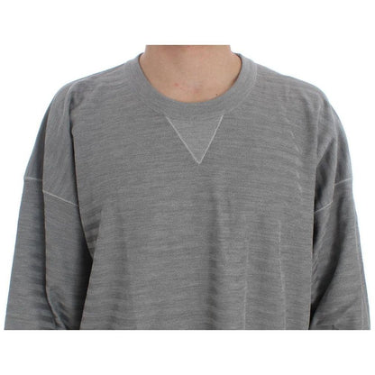 Dolce & Gabbana Gray Crewneck Pullover Silk Sweater