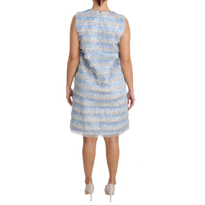 Dolce & Gabbana Light Blue Silver Shift Gown Dress