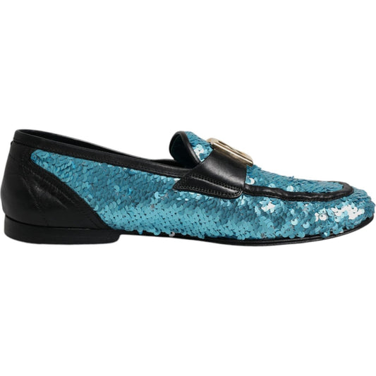 Dolce & Gabbana Blue Sequined Loafers Formal Dress Shoes MV7046-40