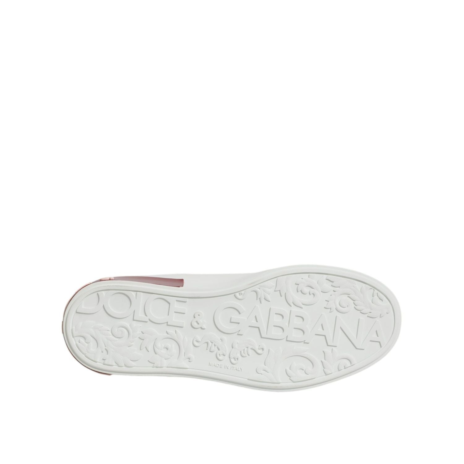 Dolce & Gabbana White Red Leather Portofino Men Sneaker Shoes