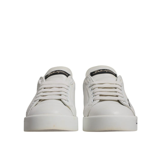 Dolce & Gabbana White Blue Logo Portofino Sneakers Shoes LA12434#2-39.5