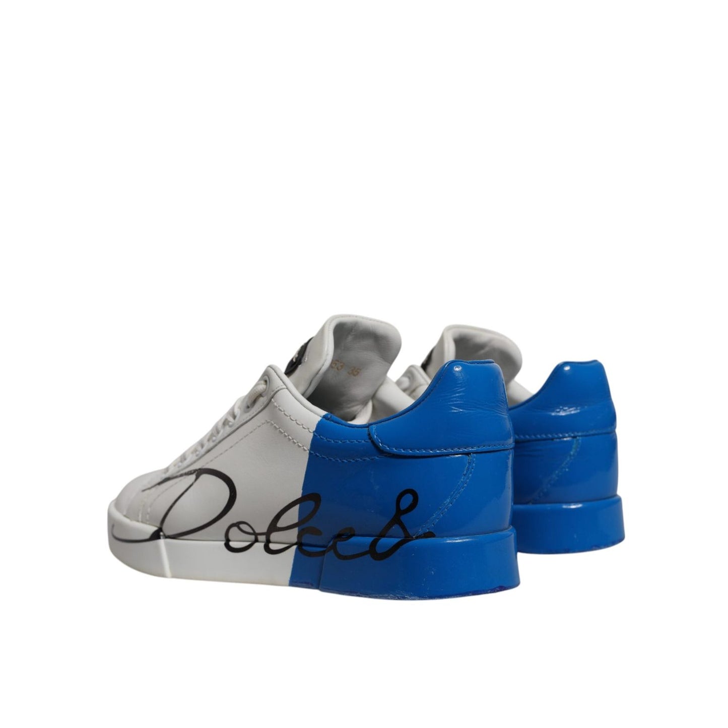 Dolce & Gabbana White Blue Logo Portofino Sneakers Shoes LA12434#2-39.5