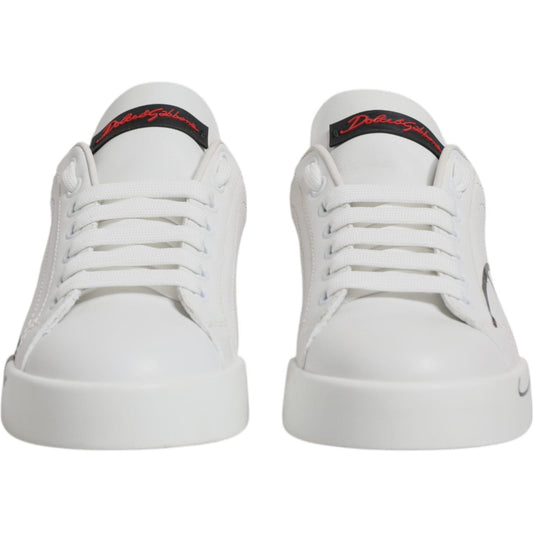 Dolce & Gabbana White Red Logo Portofino Sneakers Shoes