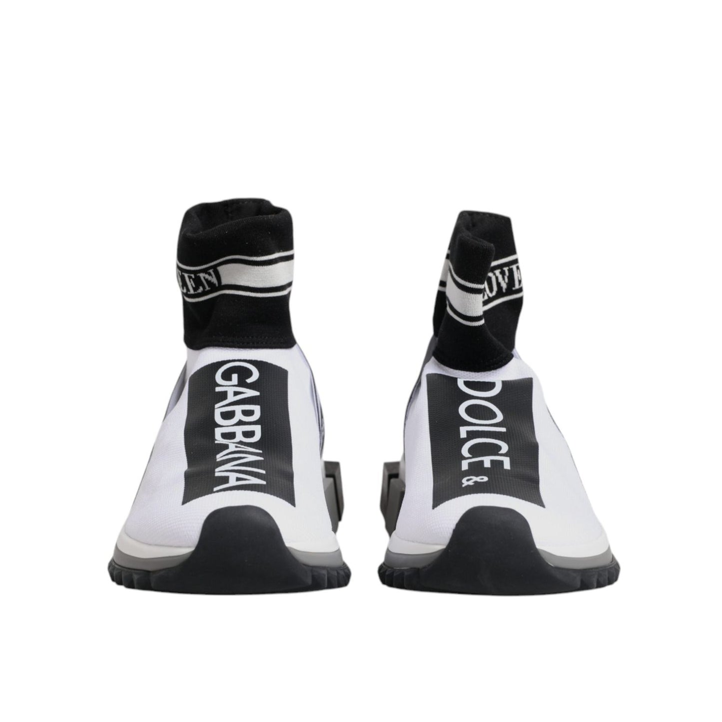 Dolce & Gabbana White Black Sorrento Socks Sneakers Shoes LA12291-40
