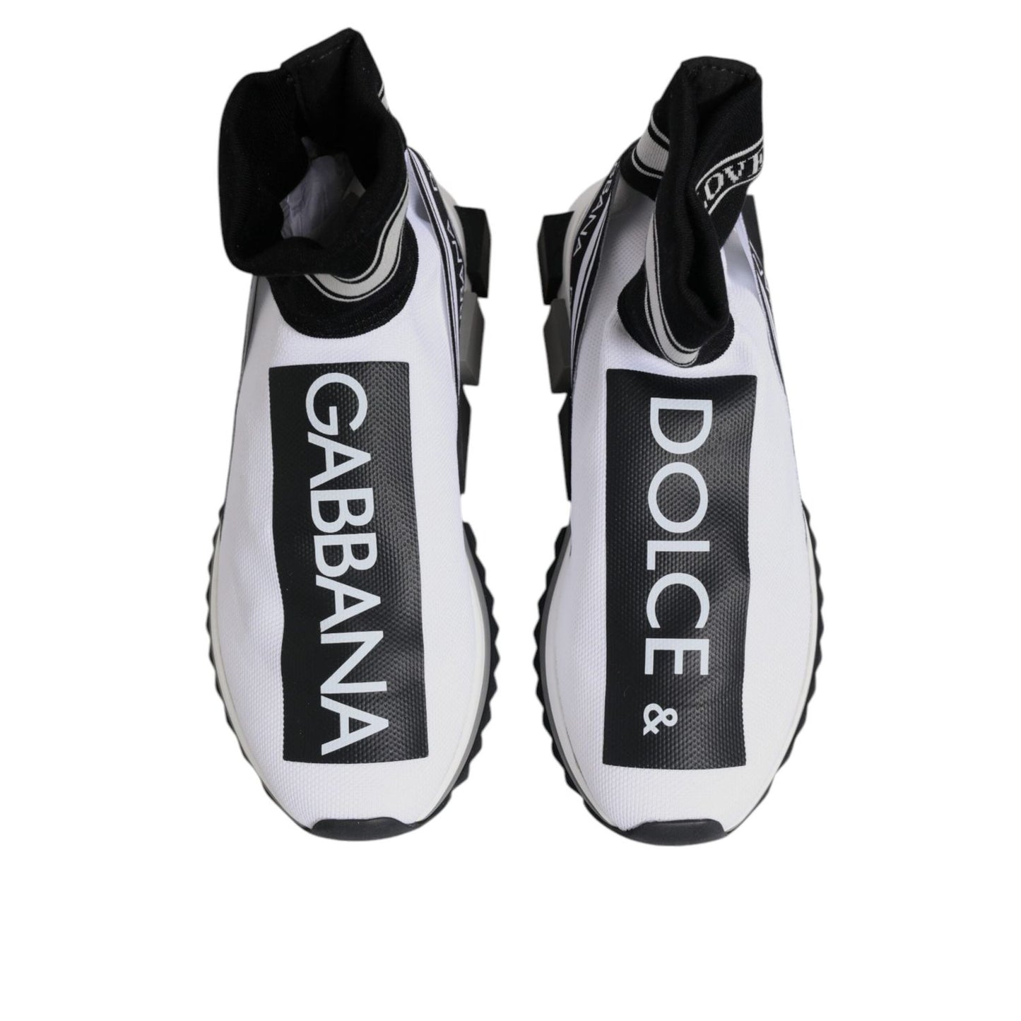Dolce & Gabbana White Black Sorrento Socks Sneakers Shoes LA12291-40