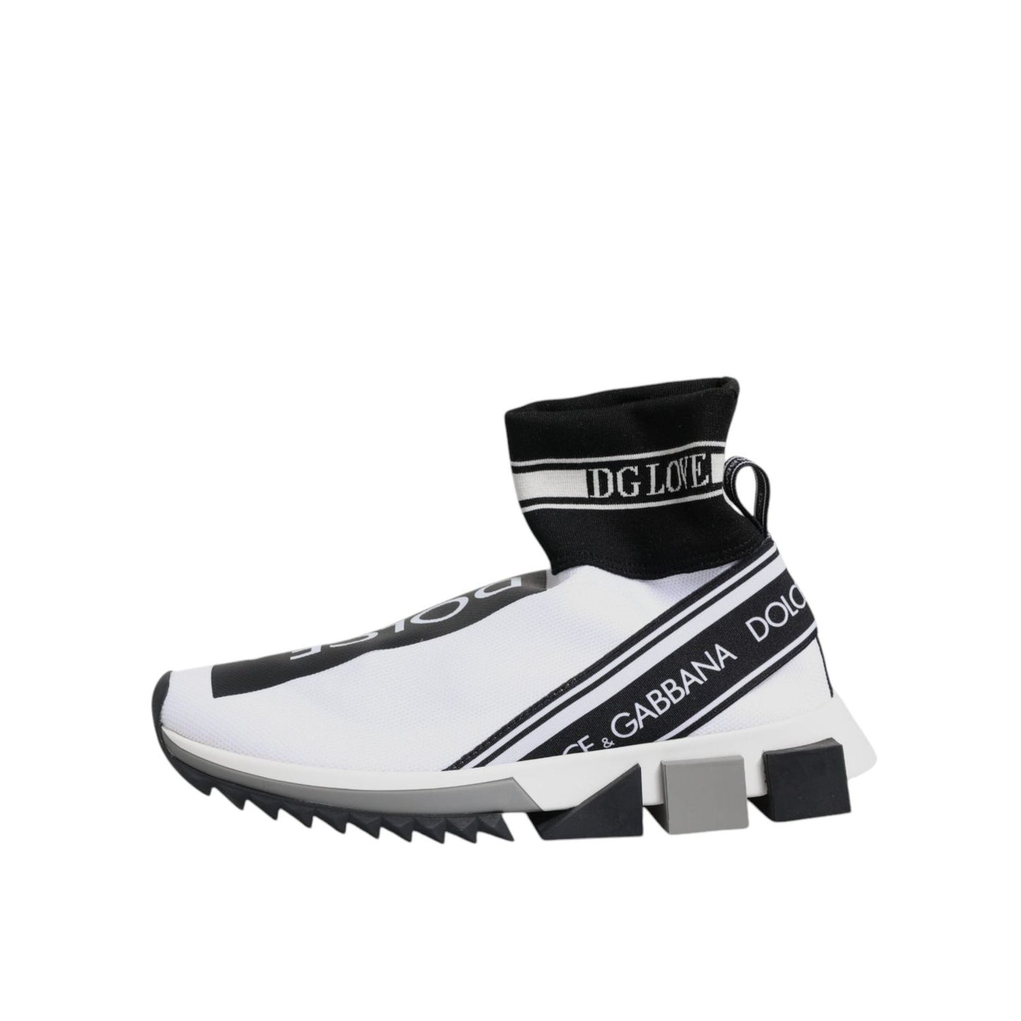 Dolce & Gabbana White Black Sorrento Socks Sneakers Shoes LA12291-40