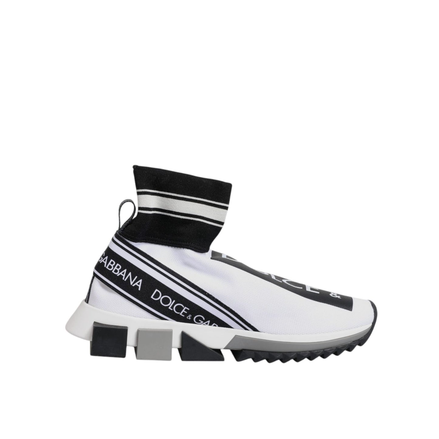 Dolce & Gabbana White Black Sorrento Socks Sneakers Shoes LA12291-40