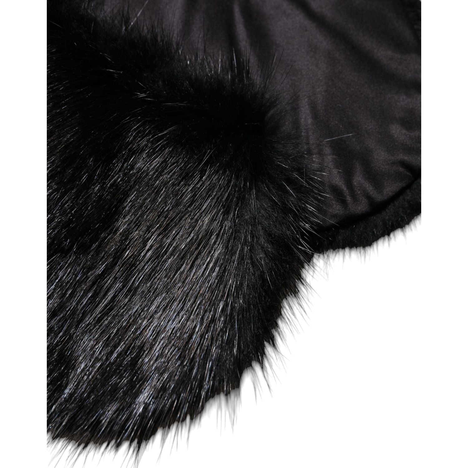 Dolce & Gabbana Black Fur Shawl Neck Wrap Cover Collar Scarf