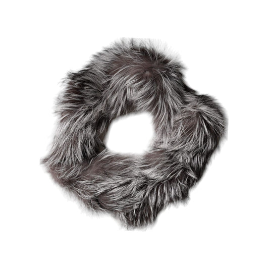 Dolce & Gabbana Gray Fox Fur Neck Wrap Warmer Winter Scarf MS7118