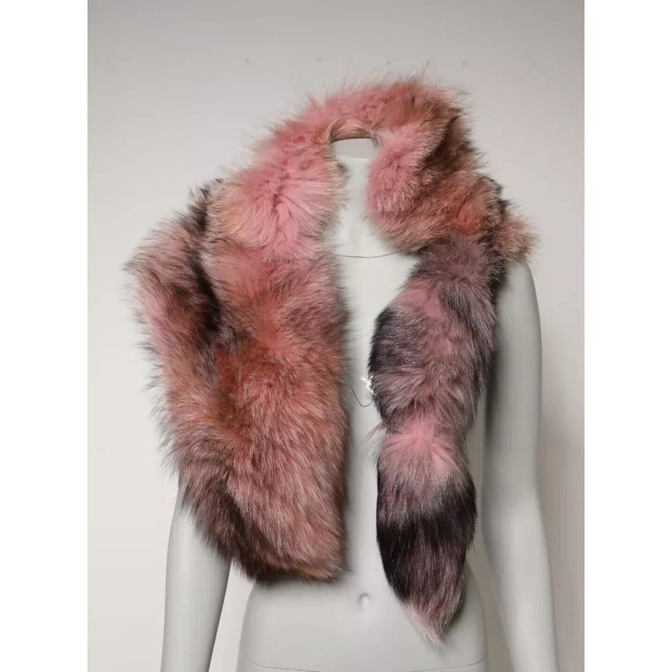 Dolce & Gabbana Pink Frost Fox Fur Neck Warmer Winter Scarf MS7119