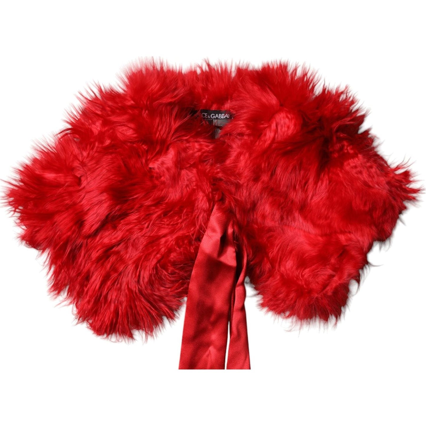 Dolce & Gabbana Red Alpaca Fur Women Neck Warmer Winter Scarf MS7123-40