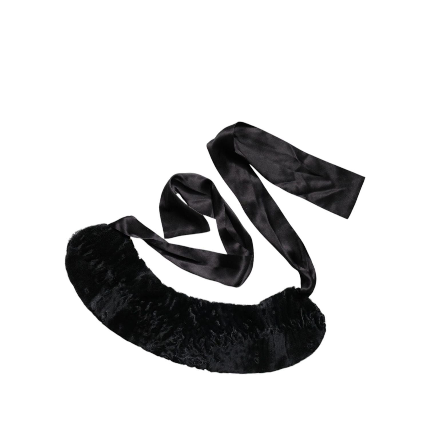 Dolce & Gabbana Black Lamb Fur Women Neck Warmer Winter Scarf